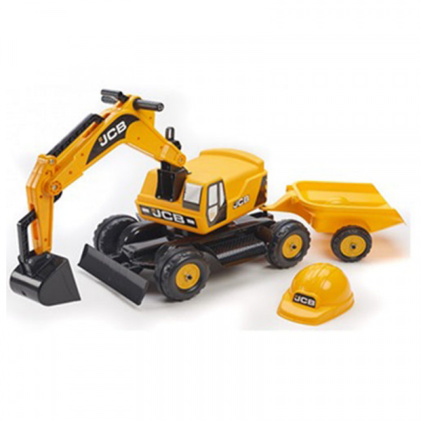 JCB Excavator with Trailer and Hard Hat